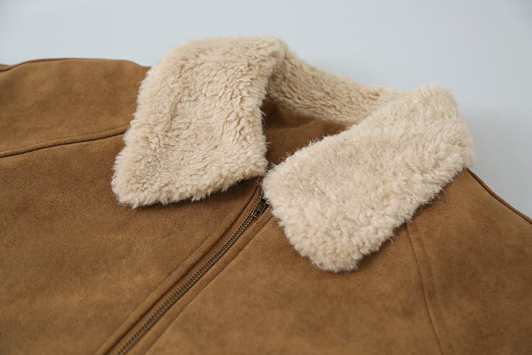 【LD3298】實拍冬季必備厚款短款麂皮絨機車外套251103