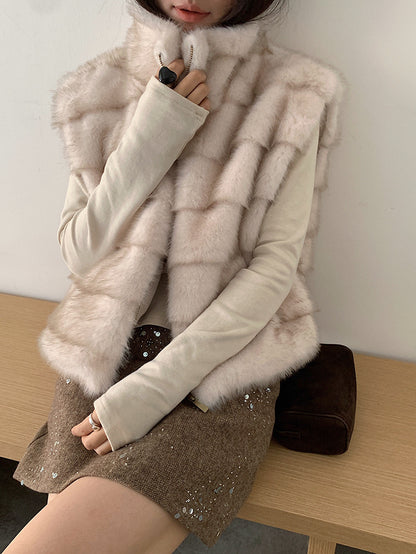 【LD11042】實拍皮毛一體立領拉鍊背心外套251202