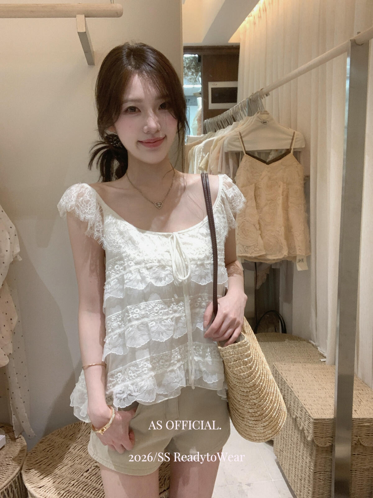 【L27010】韓系甜美純慾風🎀重工蕾絲多層荷葉邊綁帶無袖上衣260526