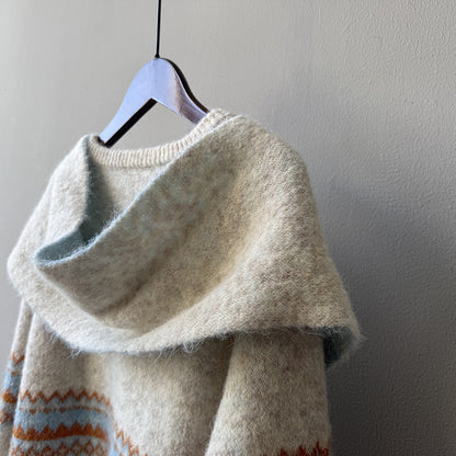 【YP6106】 實拍費爾島提花針織外套＋圍巾(含羊毛3%) 251023