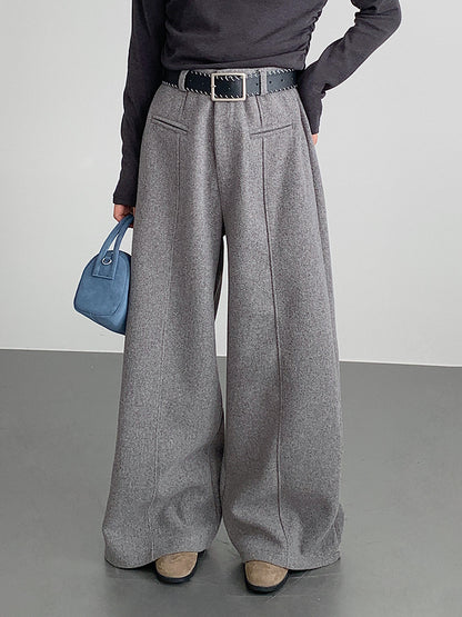 【LD11011】實拍S~XL設計感毛呢西裝闊腿褲251110