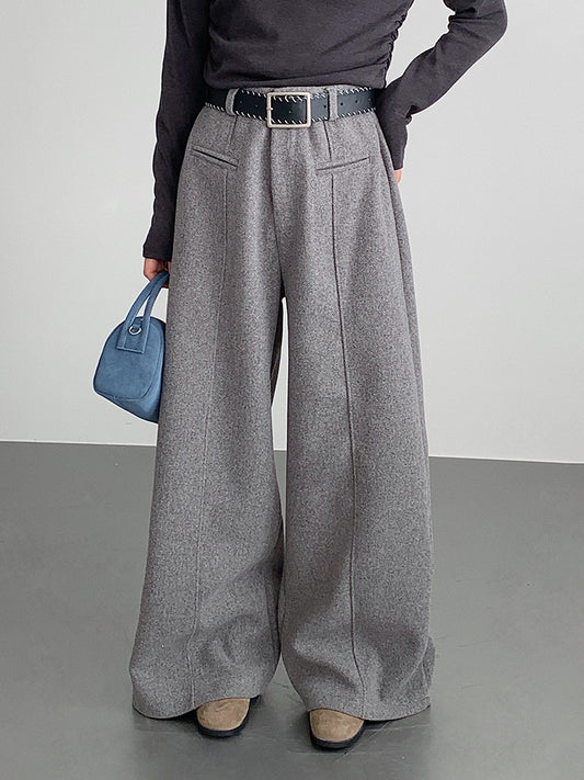 【LD11011】實拍S~XL設計感毛呢西裝闊腿褲251110