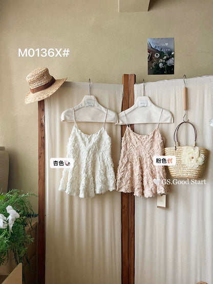 【LM0136X】夏日法式純慾風🕊️仙氣網紗立體花朵細肩帶娃娃裝260323