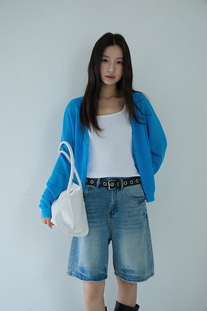 【LD11214】實拍美式復古休閒👖高腰水洗寬鬆直筒牛仔五分褲/中褲260331