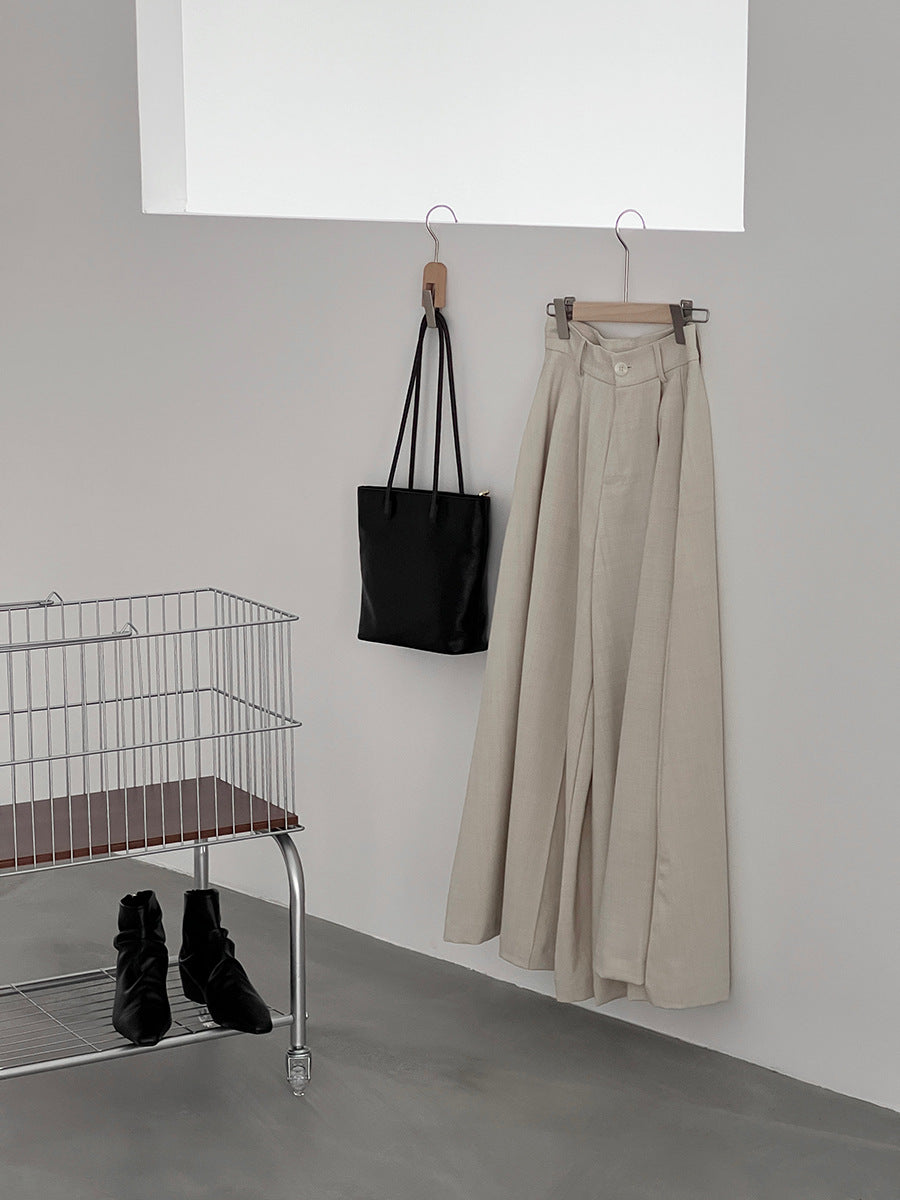 【cim1653】實拍秋日必備高腰壓褶大擺西裝褲251030