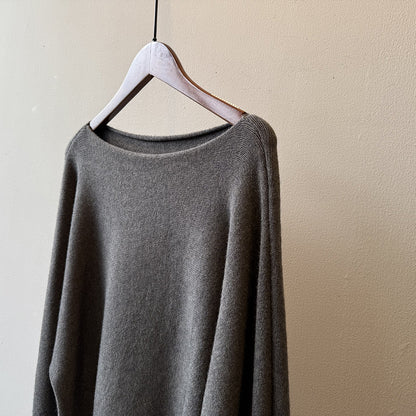 【YP2081】 實拍一字領斜肩慵懶針織毛衣251023