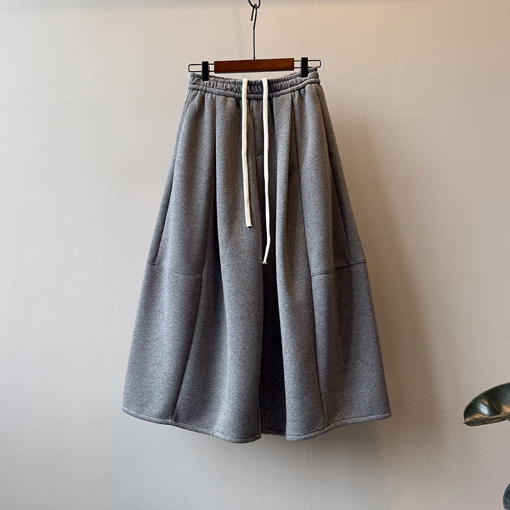 【Y82678】 實拍鬆緊腰抽繩顯瘦闊腿九分褲裙251023