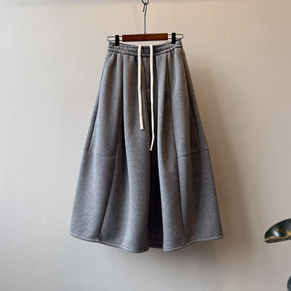 【Y82678】 實拍鬆緊腰抽繩顯瘦闊腿九分褲裙251023