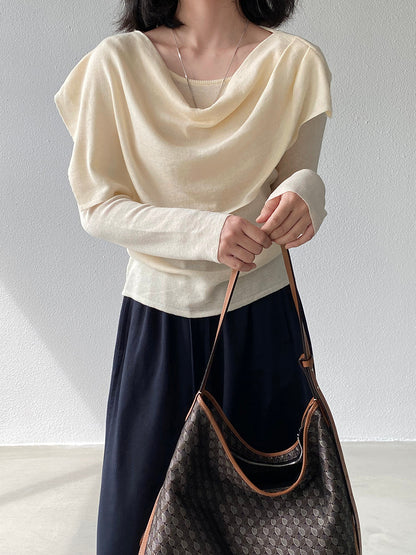 【cim396】實拍慵懶蕩領假2件披肩針織毛衣251030