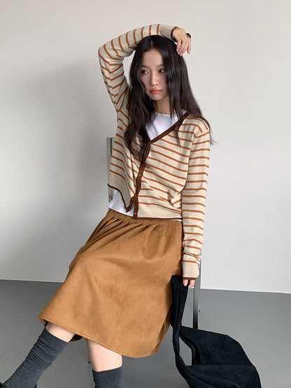 【LD11016】實拍冬季復古麂皮絨A字裙251110