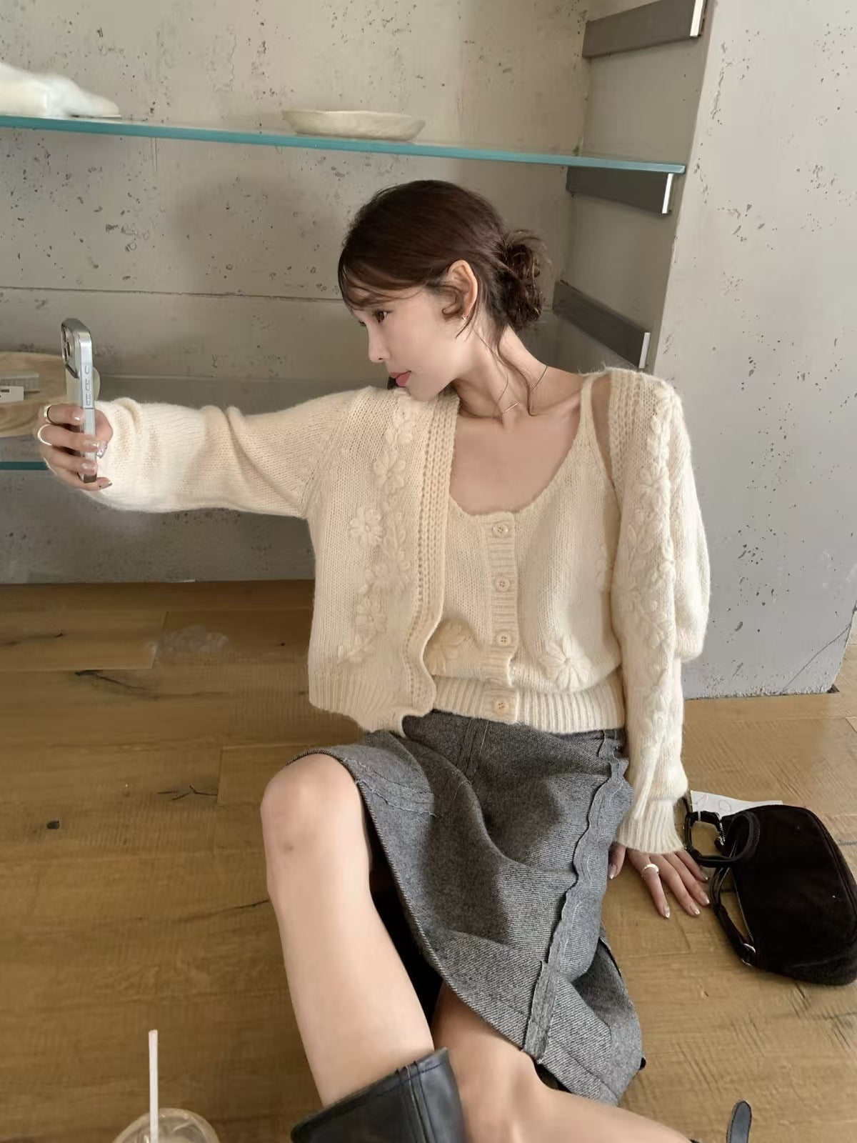 【LS991556】實拍IMISS手作質感・手工鉤花針織背心261006