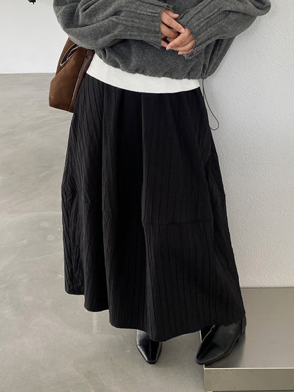 【cim1708】實拍秋冬法式寂靜高腰加厚微花苞A字裙251030