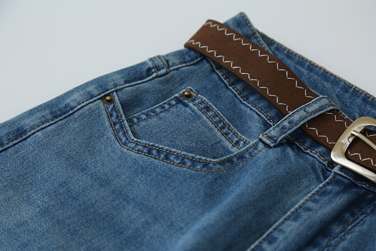 【LD11246】實拍S~XL美式復古大長腿👖高腰彈力顯瘦微喇叭寬鬆直筒牛仔褲260414