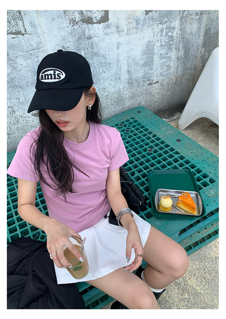 【H5388】實拍基礎7色磨毛圓領短袖T恤250902