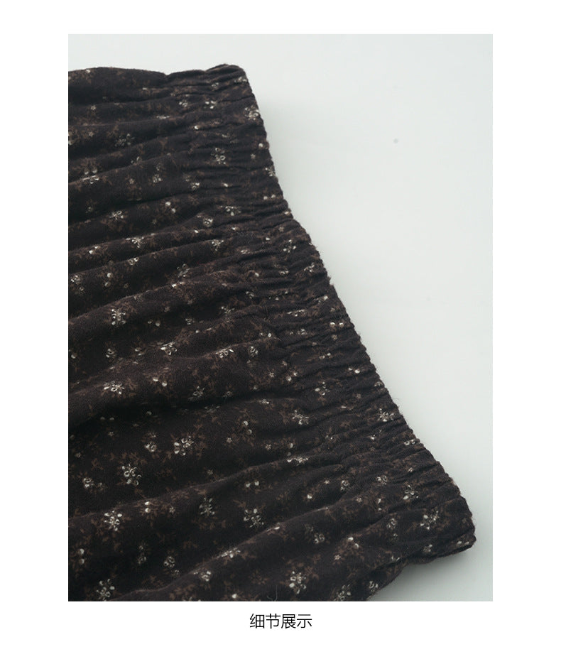 【H5490】實拍日系清新小碎花鬆緊腰長裙（棉）251109