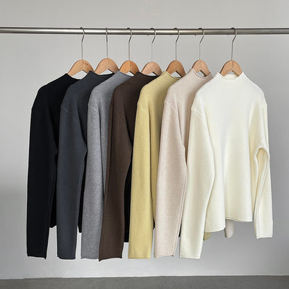 【cimYL713】實拍加厚捲邊半高領保暖針織衫251201