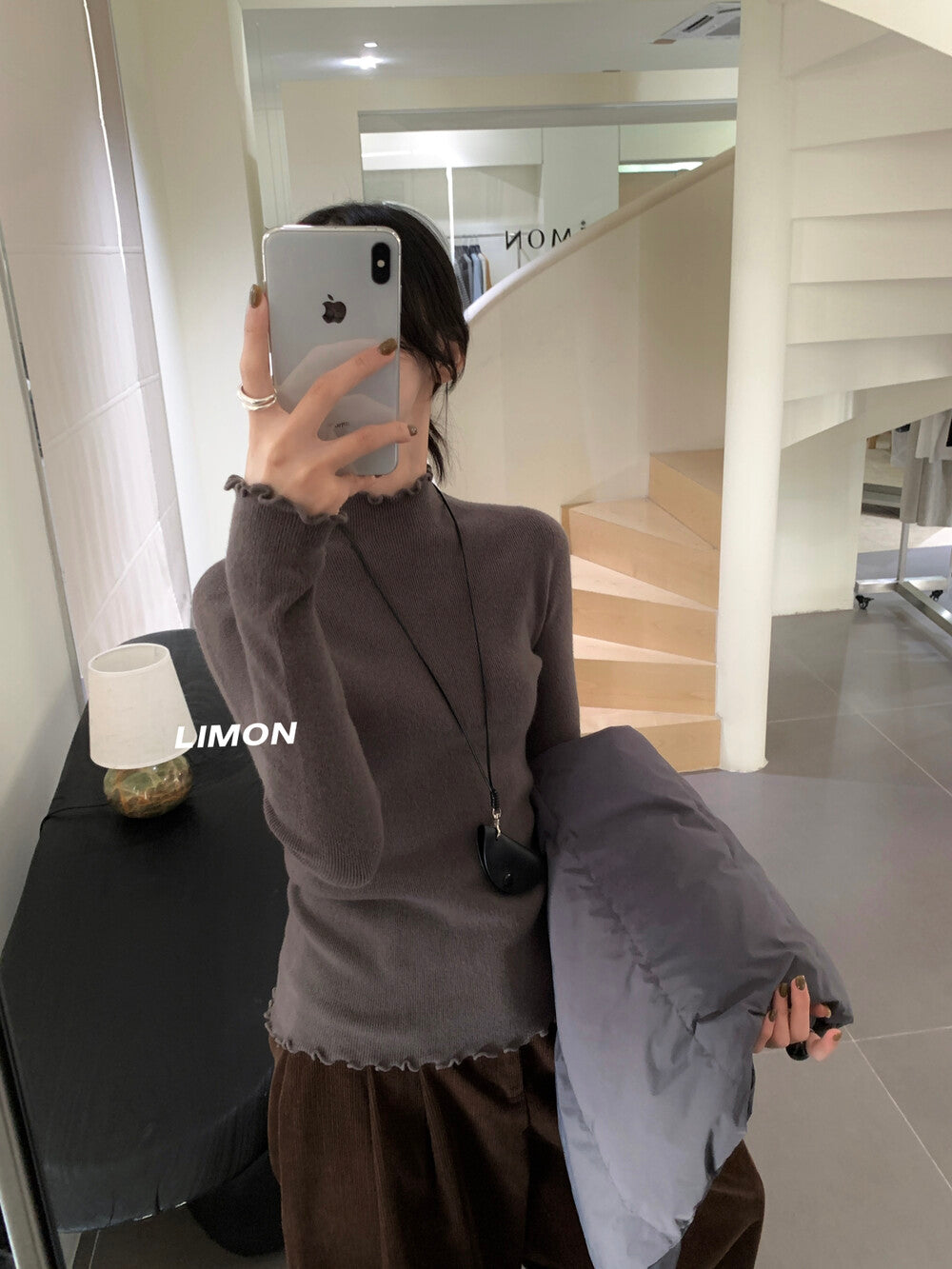 【LDF006】檸檬家親膚絨木耳邊半高領長袖針織衫251117