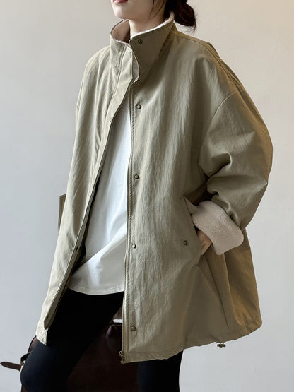 【Y82650】實拍立領帥氣內裡羊羔毛工裝外套251016