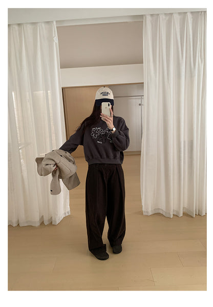 【H563】實拍秋冬刺繡花朵長袖衛衣251021