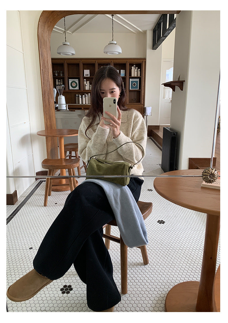 【H5513】實拍老錢風POLO領長袖針織毛衣251118