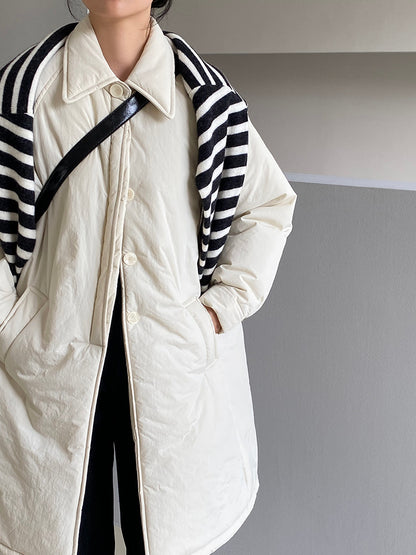 【cimz1235】 雪山奶糖 Muji 風輕薄初冬簡約廓形寬鬆棉服外套260108