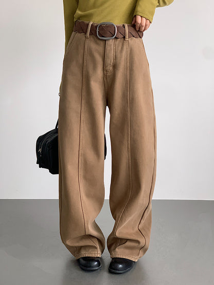 【LD11020】實拍S~XL加絨加厚復古水洗做舊彎刀闊腿牛仔褲251110