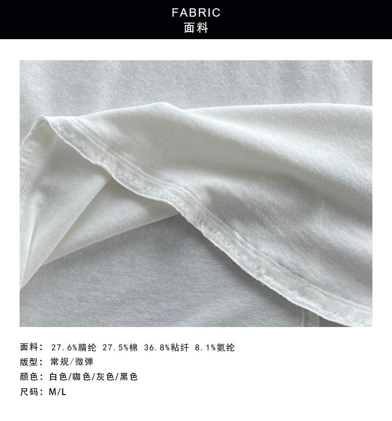 【cimH66207】極簡百搭・正肩半高領毛邊短袖t-shirt 260828