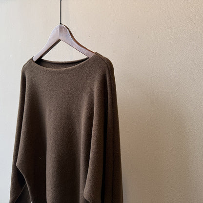 【YP2081】 實拍一字領斜肩慵懶針織毛衣251023