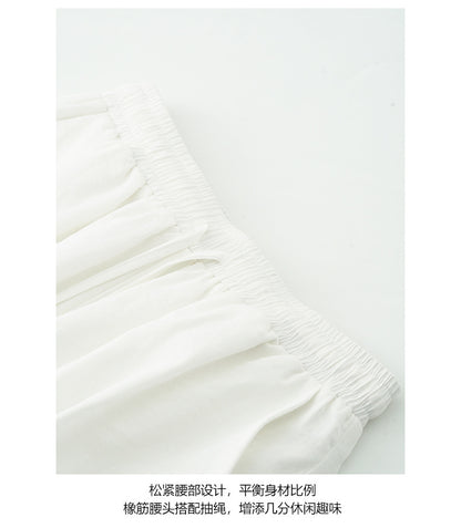 【H5338】實拍韓系絕美小眾氣質天絲上衣＋闊腿褲250624
