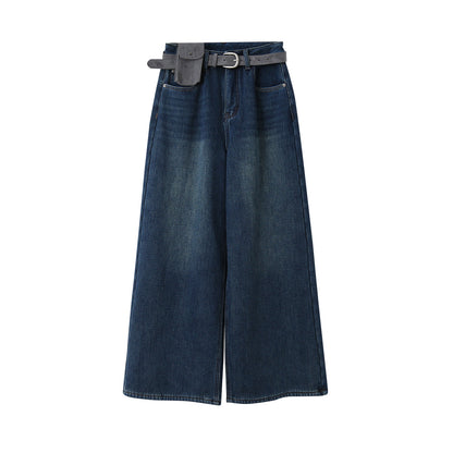 【LD11049】實拍S~XL美式加絨加厚高腰牛仔褲＋皮帶腰包251202