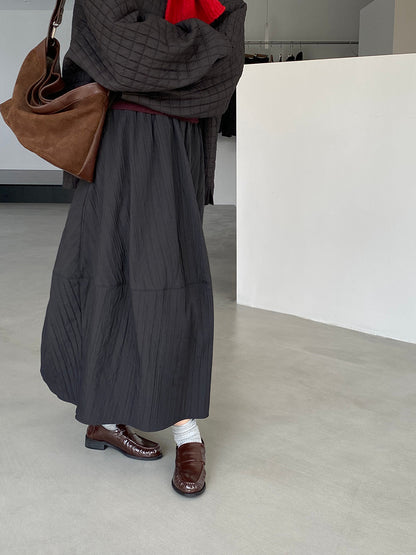 【cim1708】實拍秋冬法式寂靜高腰加厚微花苞A字裙251030