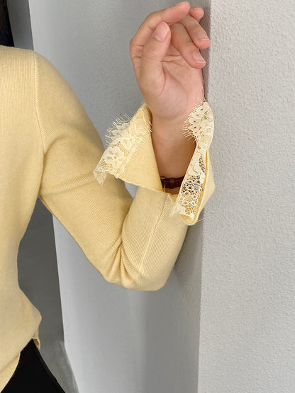 【cimz8833】實拍精緻蕾絲長袖針織衫251120