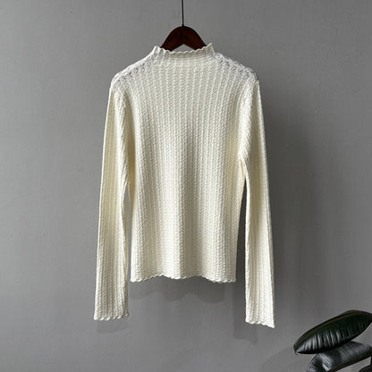 【Y312】實拍高單質感鏤空蕾絲半高領針織衫251106