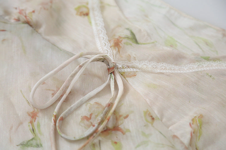 【LD11295】法式浪漫仙女系🌸氣質碎花細肩帶背心+顯瘦防曬長袖小外套兩件套260519