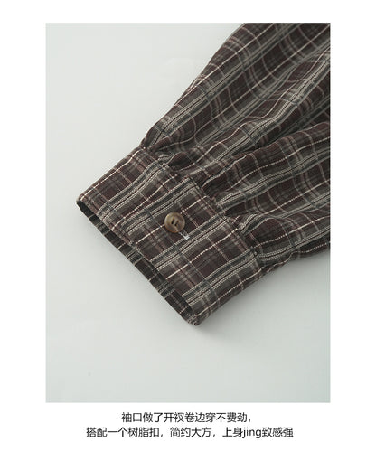 【H5441】實拍法式復古小格繫帶收腰短洋裝250923