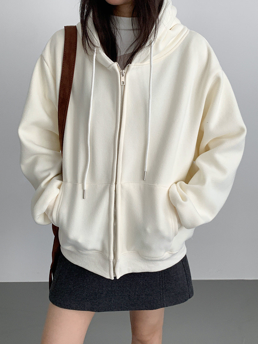 【LD11030】實拍冬季慵懶加絨加厚連帽衞衣外套251124