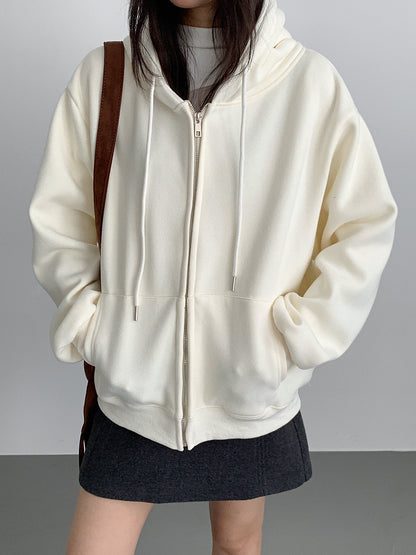 【LD11030】實拍冬季慵懶加絨加厚連帽衞衣外套251124