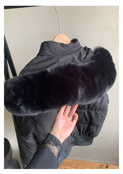 【H5501】實拍奶油風毛領連帽短款加厚棉服251118