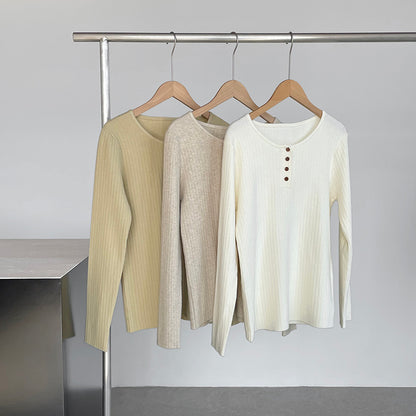 【cimYL369】實拍圓領坑條安迪绒氣質針織衫251201