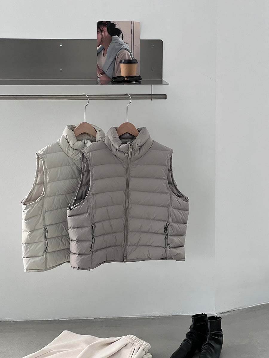 【cimz6377】實拍立領排骨雙頭拉鏈羽絨背心(90白鴨絨)251120