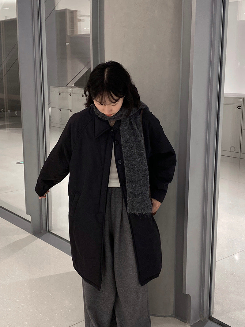 【cimz1235】 雪山奶糖 Muji 風輕薄初冬簡約廓形寬鬆棉服外套260108