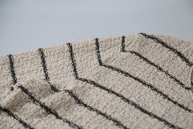 【LD11022】實拍肌理感寬鬆條紋針織衫251110