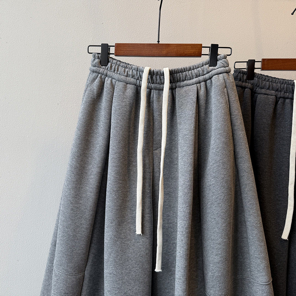 【Y82678】 實拍鬆緊腰抽繩顯瘦闊腿九分褲裙251023