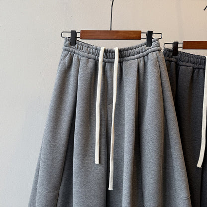 【Y82678】 實拍鬆緊腰抽繩顯瘦闊腿九分褲裙251023