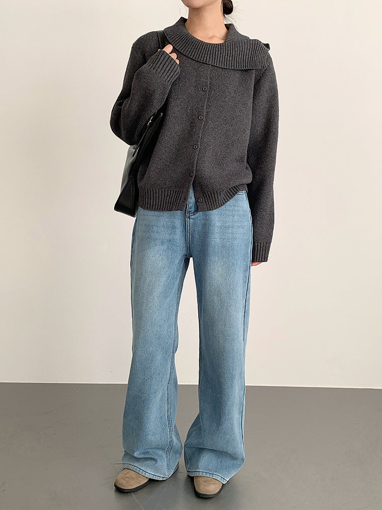 【LD11010】實拍S~XL復古加絨加厚高腰直筒牛仔褲251110