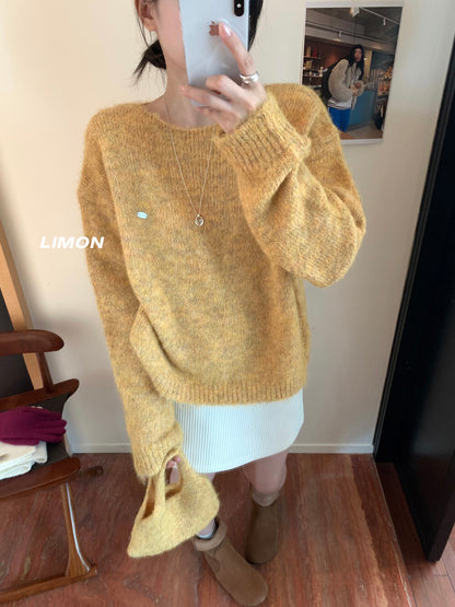 【L6873】實拍檸檬秋冬簡約軟糯保暖毛衣+針織手拎包251117