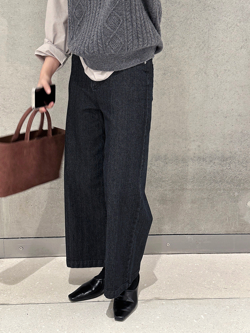 【cim6121】實拍超顯瘦顯腿直彈性九分黑色牛仔褲251030