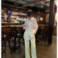 【H6971】實拍韓國高腰簡約寬鬆直筒闊腿褲230607
