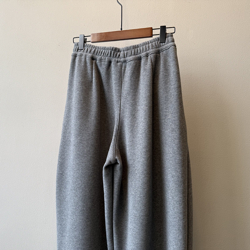 【Y82672】 實拍簡約寬鬆加絨保暖闊腿衛褲251023