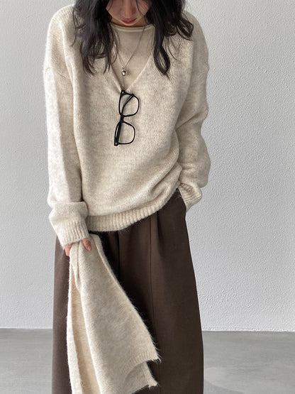 【cim8802】實拍纯色溫柔針織毛衣+針織披肩(羊毛8）251114